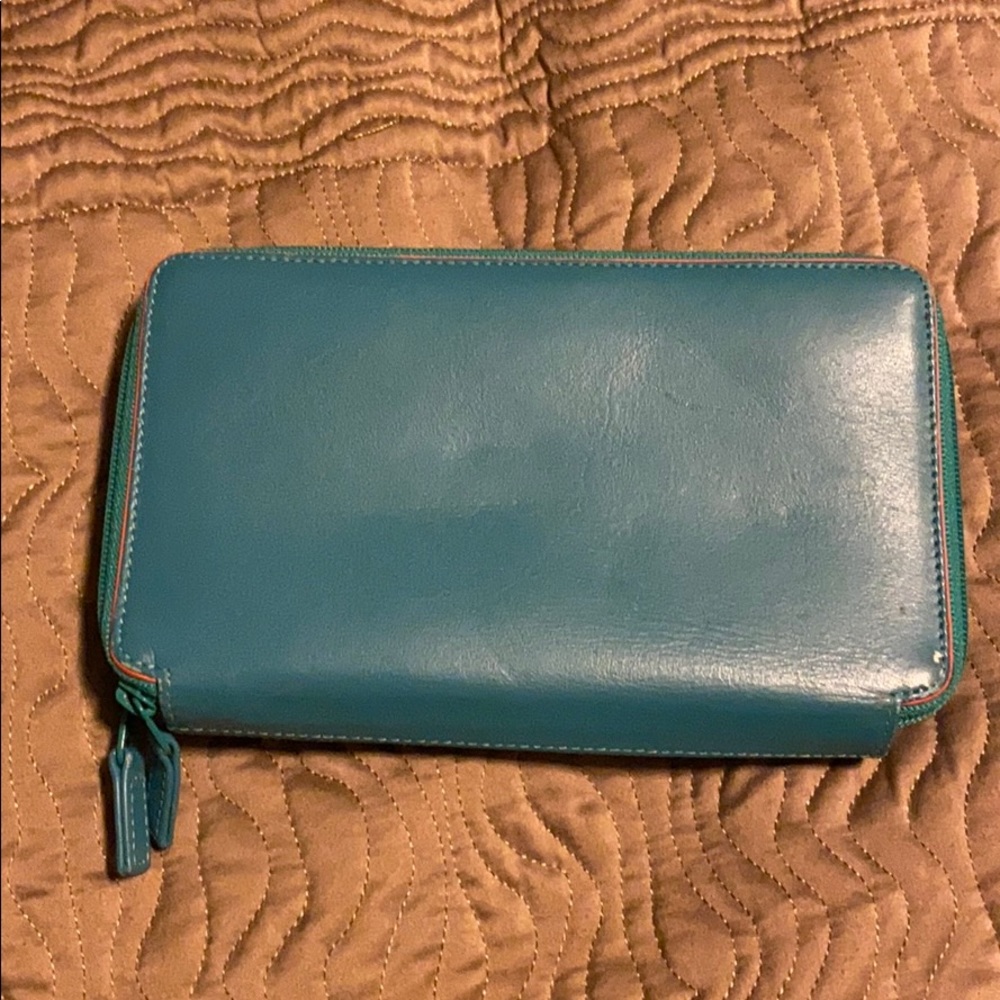 My walit Double Zip entry teal wallet